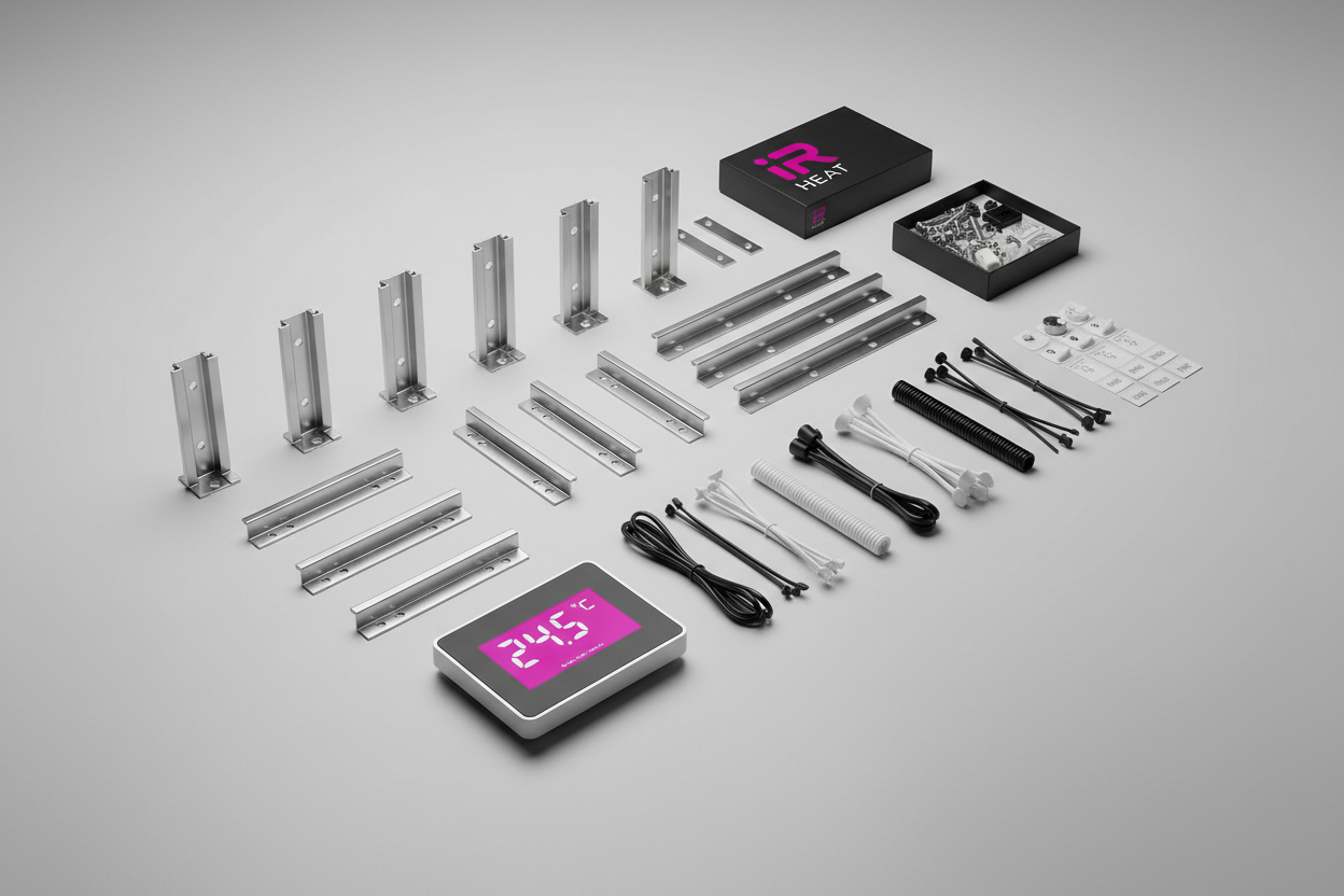Infrarotheizung Montagezubehör – Wandhalterungen, Thermostat und Befestigungsmaterial