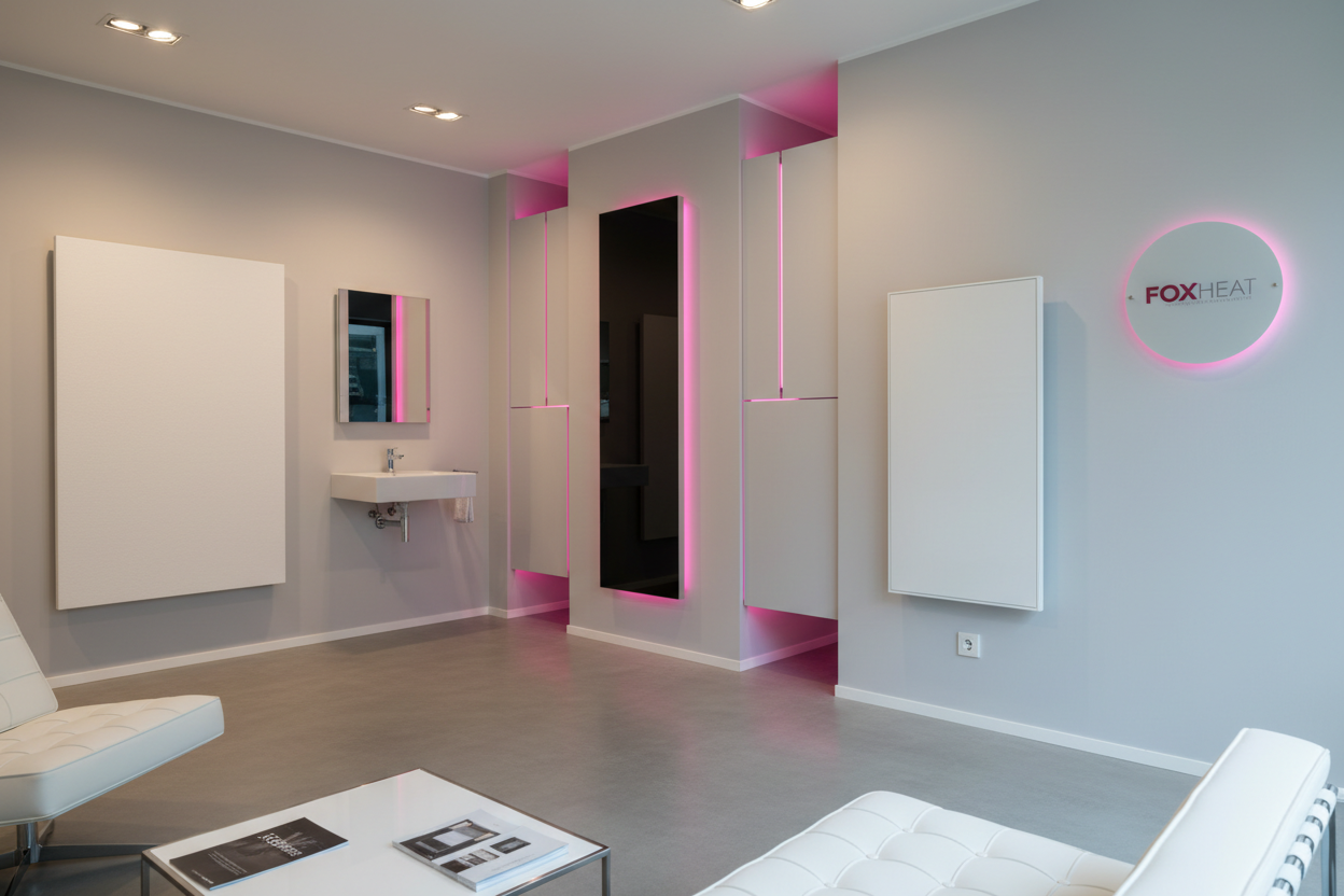 Infrarotheizungen Showroom – verschiedene Infrarot-Heizpanels von Foxheat