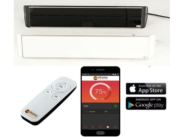 VC-EG2000W Vitramo Infrarot-Heizstrahler 2000W weiß Glaskeramik mit App Detailansicht