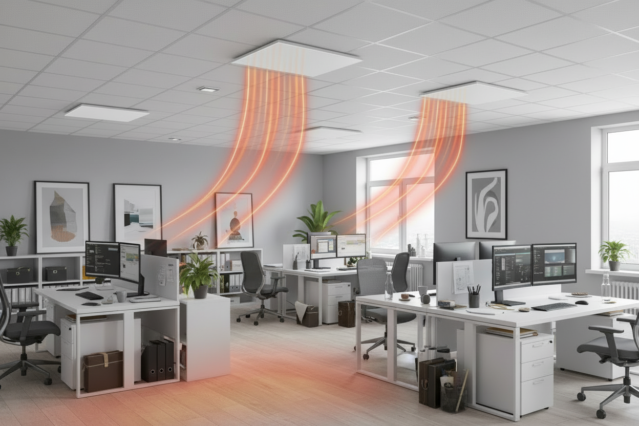 Büro mit geraden Wärmewellen nach unten