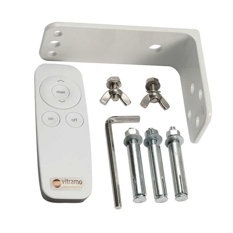 VC-EG2000W Vitramo Infrarot-Heizstrahler 2000W weiß Glaskeramik mit App Montageset Lieferumfang
