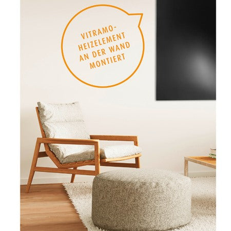 VL-F06060S Vitramo Glasheizung 400W im Raum Anwendungsbeispiel Wohnzimmer